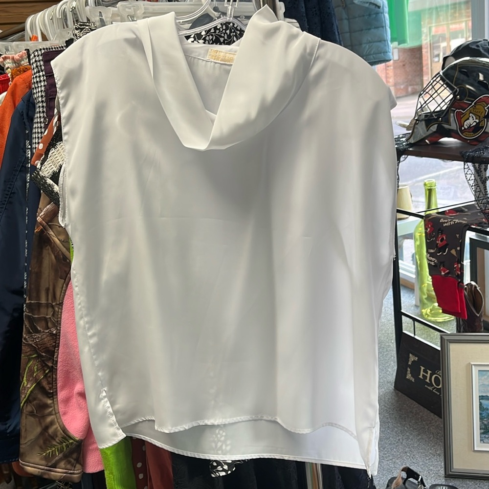 Vintage Carine White Cowl Neck Blouse PTP 21